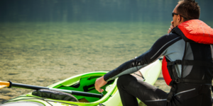 wet suit on kayak